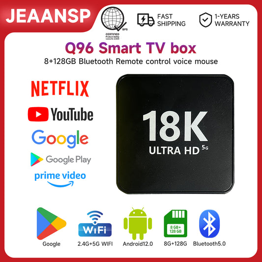 Q96 Smart Ty box8+128GB Bluetooth Remote control voice mouse