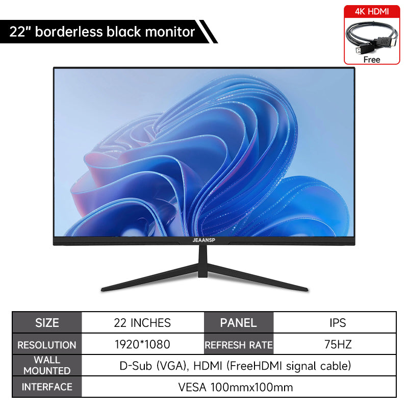 19/22/25 inch 75HZ-1080P  Office  Borderless PC Monitor