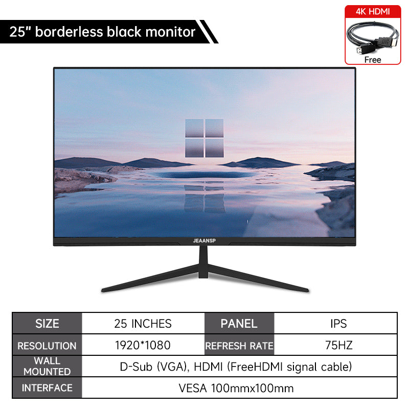 19/22/25 inch 75HZ-1080P  Office  Borderless PC Monitor